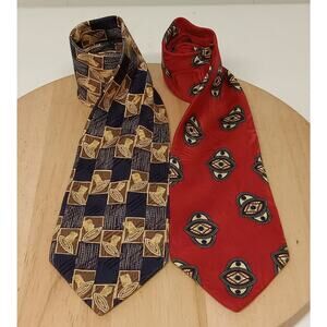 Set Of 2 Talbott Studio Ties Men's Mark Shale 100% Silk USA